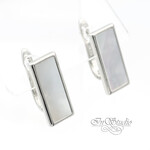 Швензы прямоугольные ОДИС родий с перламутром - уменьшенное изображение 3