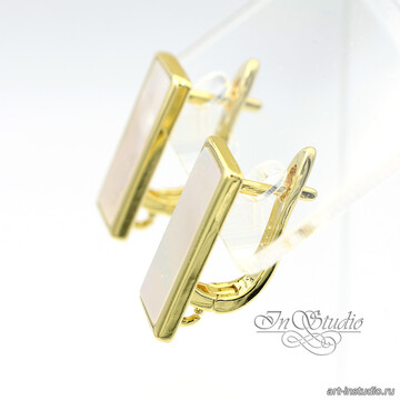 Швензы прямоугольные ОДИС позолота с перламутром арт: 113535 фото 2