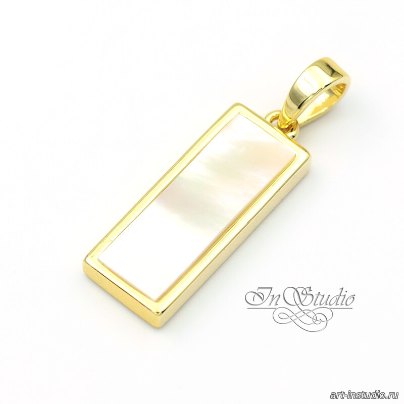 Подвеска прямоугольная ОДИС позолота с перламутром - увеличенное фото изображение в карточке товара артикул: 113529