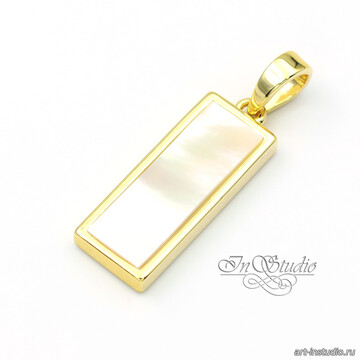 Подвеска прямоугольная ОДИС позолота с перламутром - фото изображение товара, artikul: 113529