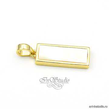 Подвеска прямоугольная ОДИС позолота с перламутром арт: 113529 фото 2