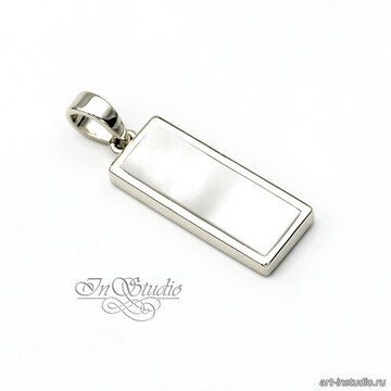 Подвеска прямоугольная ОДИС родий с перламутром арт: 113526 фото 2