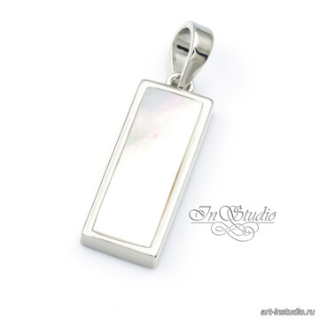 Подвеска прямоугольная ОДИС родий с перламутром art: 113526 фотография 3