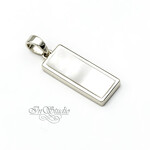 Подвеска прямоугольная ОДИС родий с перламутром - маленькая фотография 2
