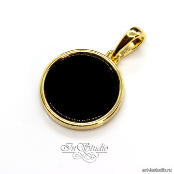 Подвеска круглая Лайза позолота черная керамика - фото изображение товара, artikul: 113523