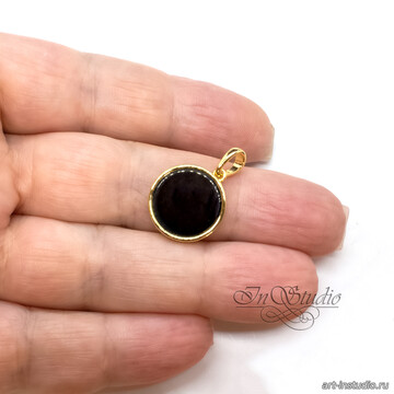 Подвеска круглая Лайза позолота черная керамика арт: 113523 фото 2