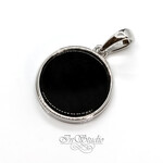 Подвеска круглая Лайза родий черная керамика - маленькое фото 1