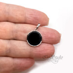 Подвеска круглая Лайза родий черная керамика - маленькая фотография 2