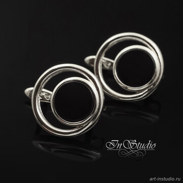 Швензы со вставками из черной керамики ЛАЙЗА родий artikul: 113514 photo 4