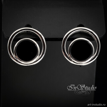 Швензы со вставками из черной керамики ЛАЙЗА родий code: 113514 изображение 5