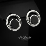 Швензы со вставками из черной керамики ЛАЙЗА родий - маленькое фото 1