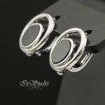 Швензы со вставками из черной керамики ЛАЙЗА родий - уменьшенное изображение 3