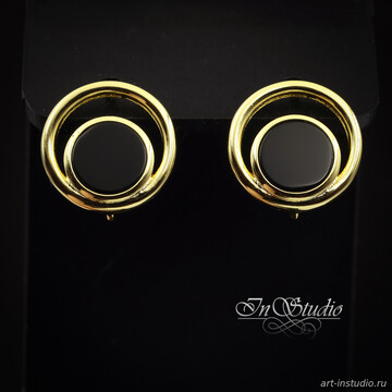 Швензы со вставками из черной керамики ЛАЙЗА позолота artikul: 113517 photo 4