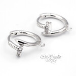 Швензы кольца для серег Гвозди фианиты родий - маленькое фото 1