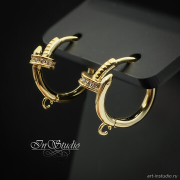Швензы кольца для серег Гвозди фианиты позолота artikul: 113511 photo 4