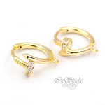 Швензы кольца для серег Гвозди фианиты позолота - маленькое фото 1