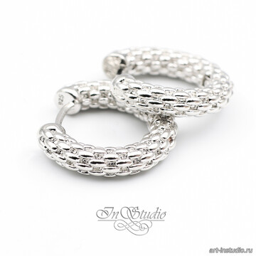 Швензы РИВЕР конго 20х4 мм фактурные родий арт: 113502 фото 2