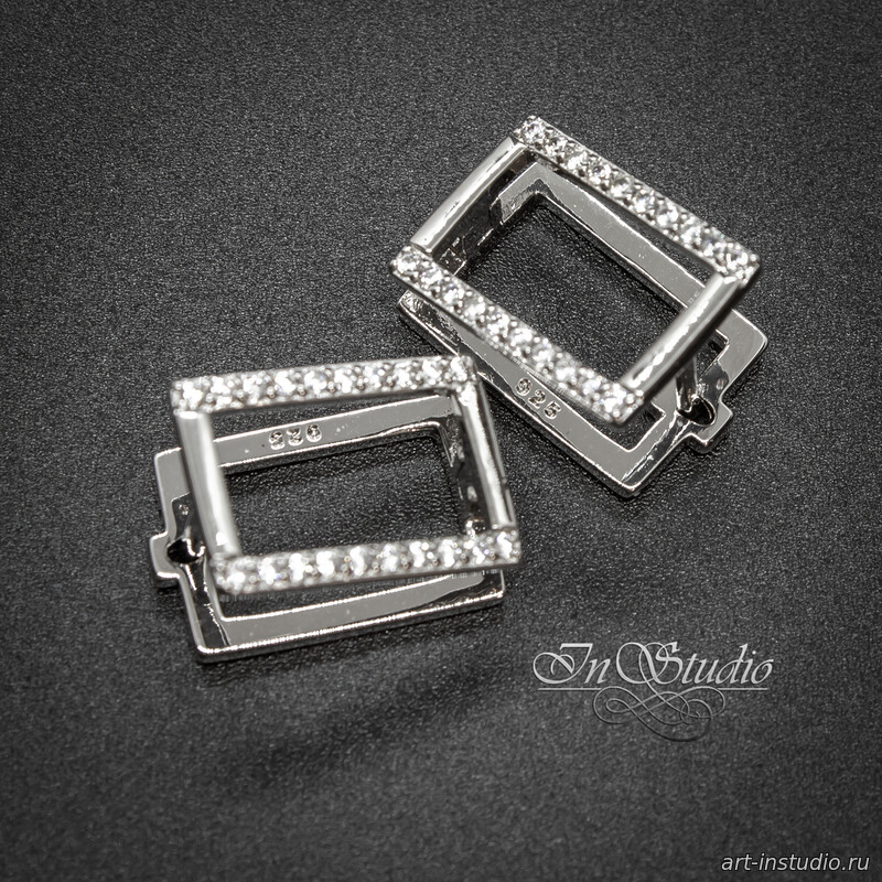 Швензы для серег Сакар фианиты родий - увеличенное фото изображение в карточке товара артикул: 113496