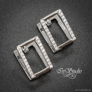 Швензы для серег Сакар фианиты родий арт: 113496 фото 2