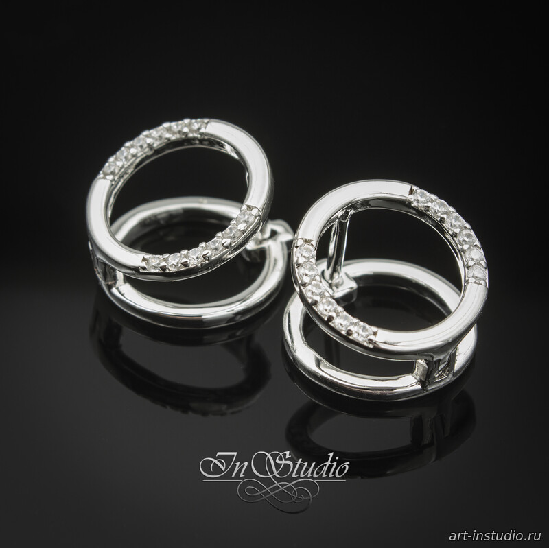 Швензы для серег Сайми фианиты родий - увеличенное фото изображение в карточке товара артикул: 113490