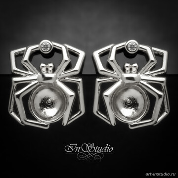 Швензы паук ШАРЛОТТА под вклейку родий - фото изображение товара, artikul: 113478