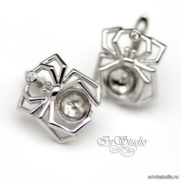 Швензы паук ШАРЛОТТА под вклейку родий арт: 113478 фото 2