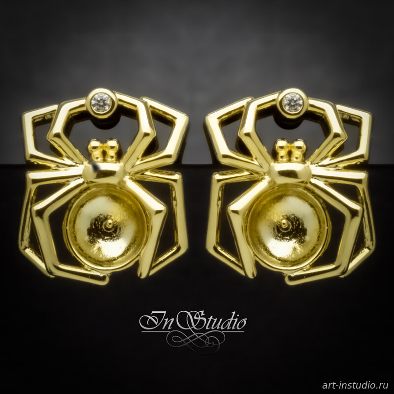 Швензы паук ШАРЛОТТА под вклейку позолота - увеличенное фото изображение в карточке товара артикул: 113481