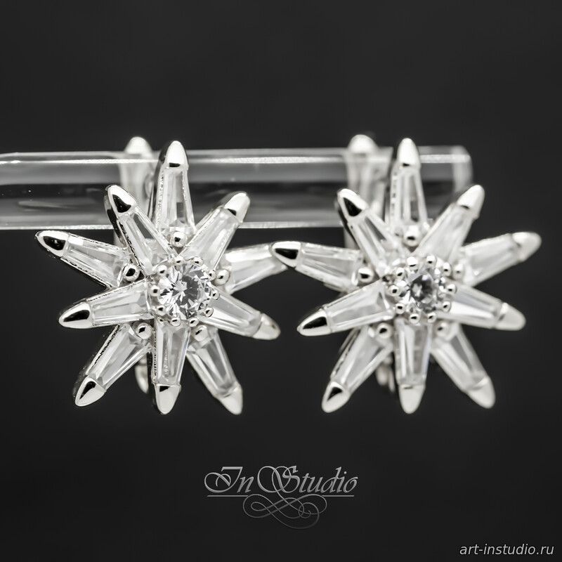 Швензы Бетельгейзе родий с фианитами - увеличенное фото изображение в карточке товара артикул: 113472