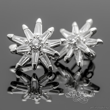 Швензы Бетельгейзе родий с фианитами арт: 113472 фото 2