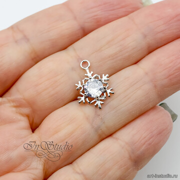 Подвеска Снежинка с крупным фианитом 16,6х12 мм родий art: 113426 фотография 3