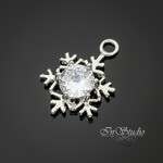 Подвеска Снежинка с крупным фианитом 16,6х12 мм родий - маленькое фото 1