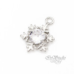 Подвеска Снежинка с крупным фианитом 16,6х12 мм родий - маленькая фотография 2