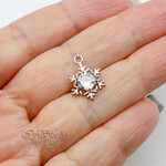 Подвеска Снежинка с крупным фианитом 16,6х12 мм родий - уменьшенное изображение 3