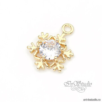 Подвеска Снежинка с крупным фианитом 16,6х12 мм позолота арт: 113426 фото 2