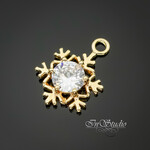Подвеска Снежинка с крупным фианитом 16,6х12 мм позолота - маленькое фото 1