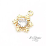 Подвеска Снежинка с крупным фианитом 16,6х12 мм позолота - маленькая фотография 2