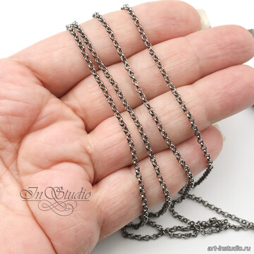 Цепь ролло черная тонкая 2мм Gunmetal арт: 113556 фото 2