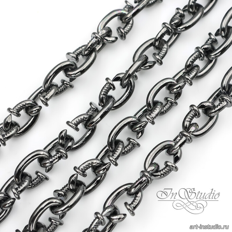 Цепочка черная Гвоздики 8,7 мм Gunmetal родий - увеличенное фото изображение в карточке товара артикул: 113553
