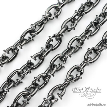 Цепочка черная Гвоздики 8,7 мм Gunmetal родий - фото изображение товара, artikul: 113553