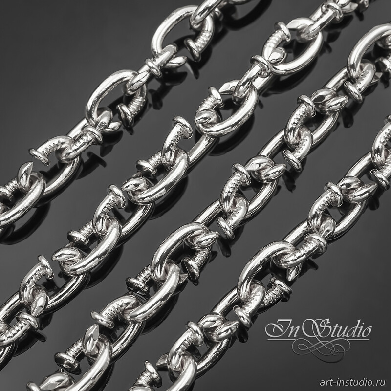 Цепь для украшений Гвоздики 8,7 мм родий - увеличенное фото изображение в карточке товара артикул: 113547
