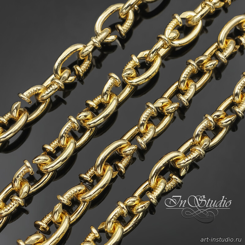 Цепь для бижутерии Гвоздики 8,7 мм позолота - увеличенное фото изображение в карточке товара артикул: 113550