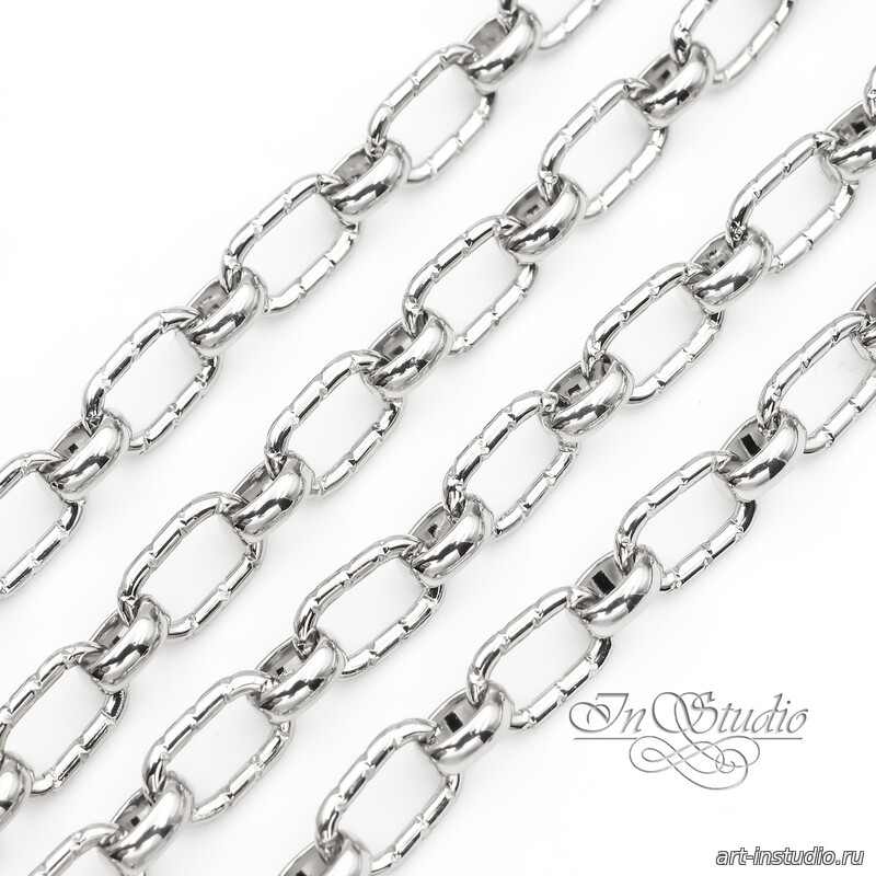 Цепь для украшений NOBLE с насечками 6,5 мм родий - увеличенное фото изображение в карточке товара артикул: 113577