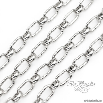 Цепь для украшений NOBLE с насечками 6,5 мм родий - фото изображение товара, artikul: 113577