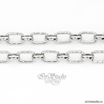 Цепь для украшений NOBLE с насечками 6,5 мм родий арт: 113577 фото 2