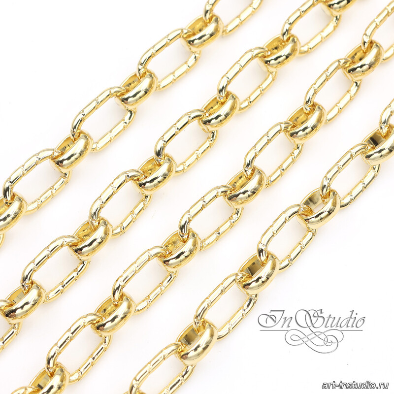 Цепь для украшений NOBLE с насечками 6,5 мм позолота - увеличенное фото изображение в карточке товара артикул: 113580