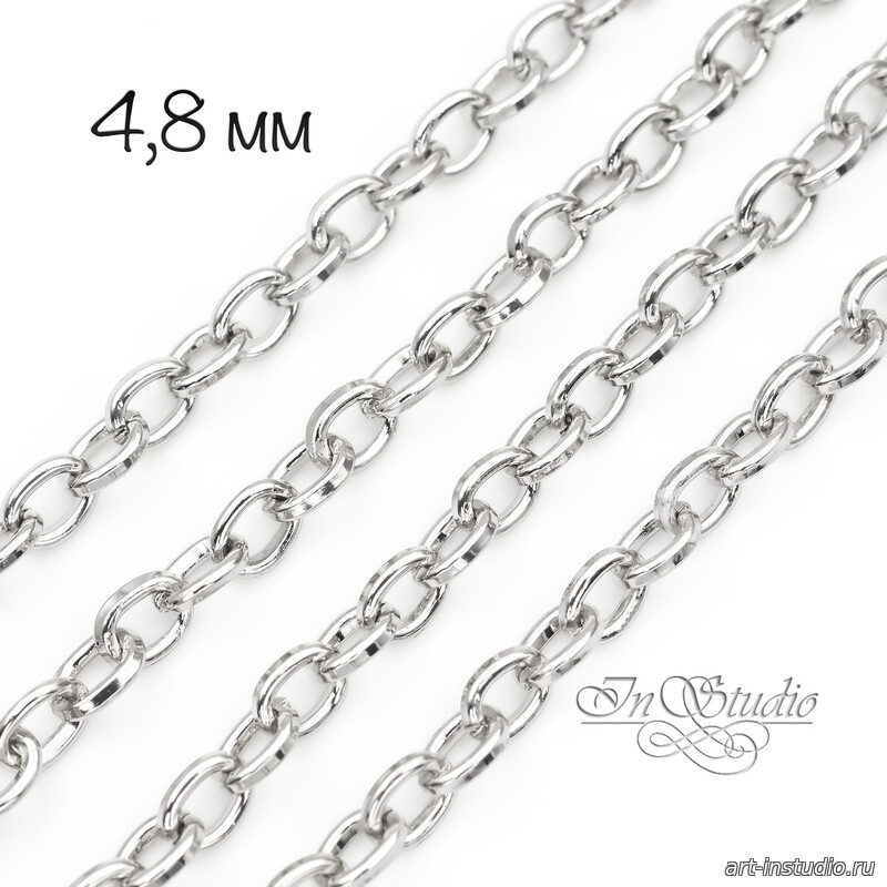 Цепочка якорная для бижутерии LUSSO 4,8 мм родий - увеличенное фото изображение в карточке товара артикул: 113571