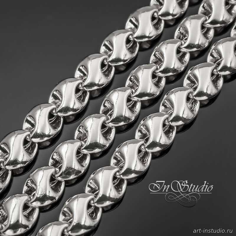 Цепь крупная TOROS 9 мм родиевое покрытие - увеличенное фото изображение в карточке товара артикул: 113565