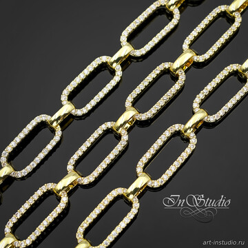 Цепь декоративная RAINIER 7,2 мм позолота с фианитами - фото изображение товара, artikul: 113562