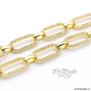 Цепь декоративная RAINIER 7,2 мм позолота с фианитами арт: 113562 фото 2