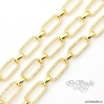 Цепь декоративная RAINIER 7,2 мм позолота с фианитами art: 113562 фотография 3